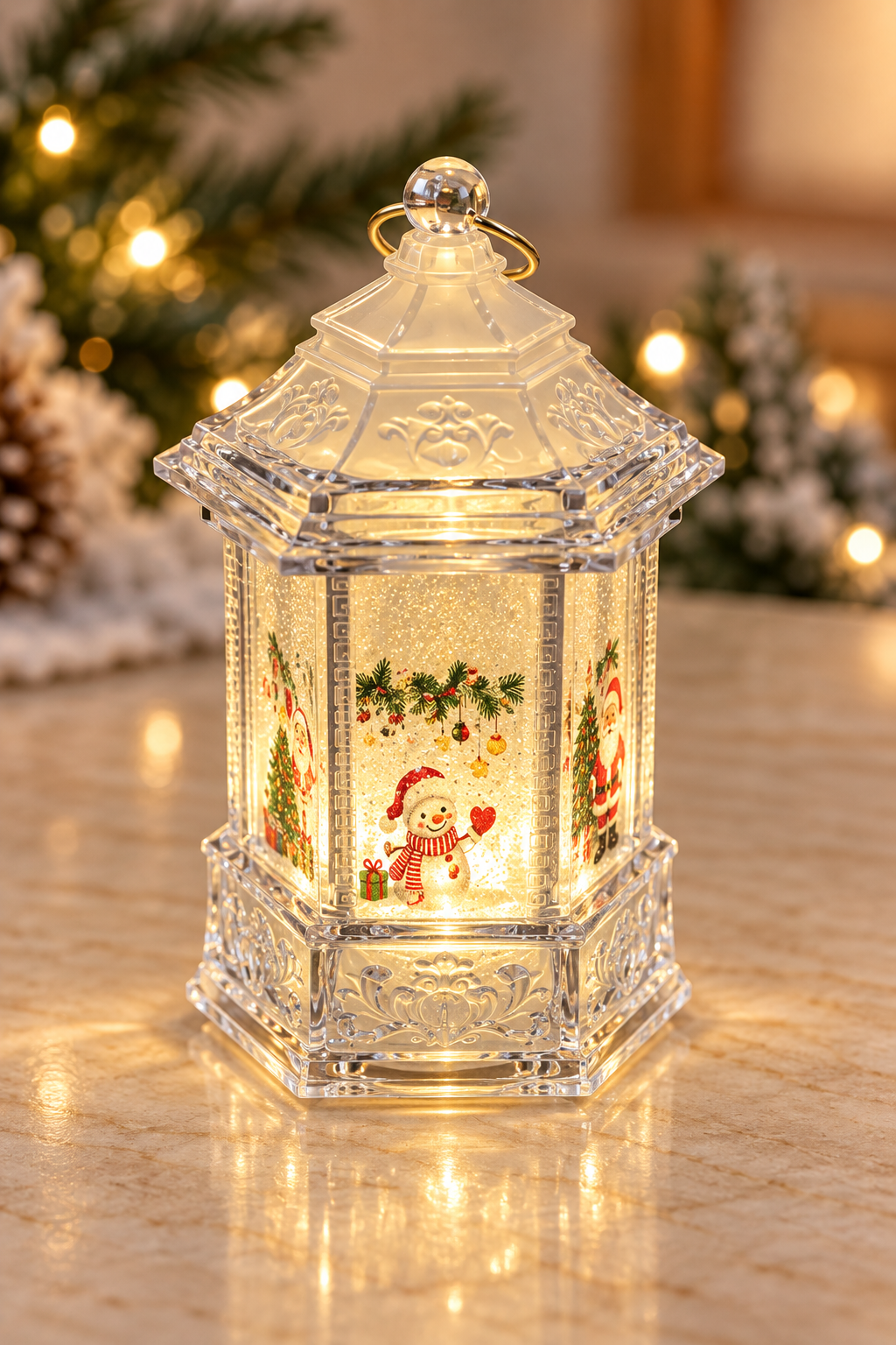 Led Crystal Hexagonal Battery Operated Lantern