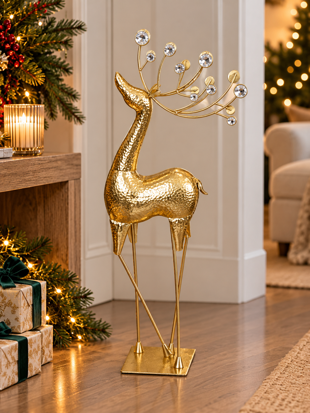Standing Gold Metal Reindeer