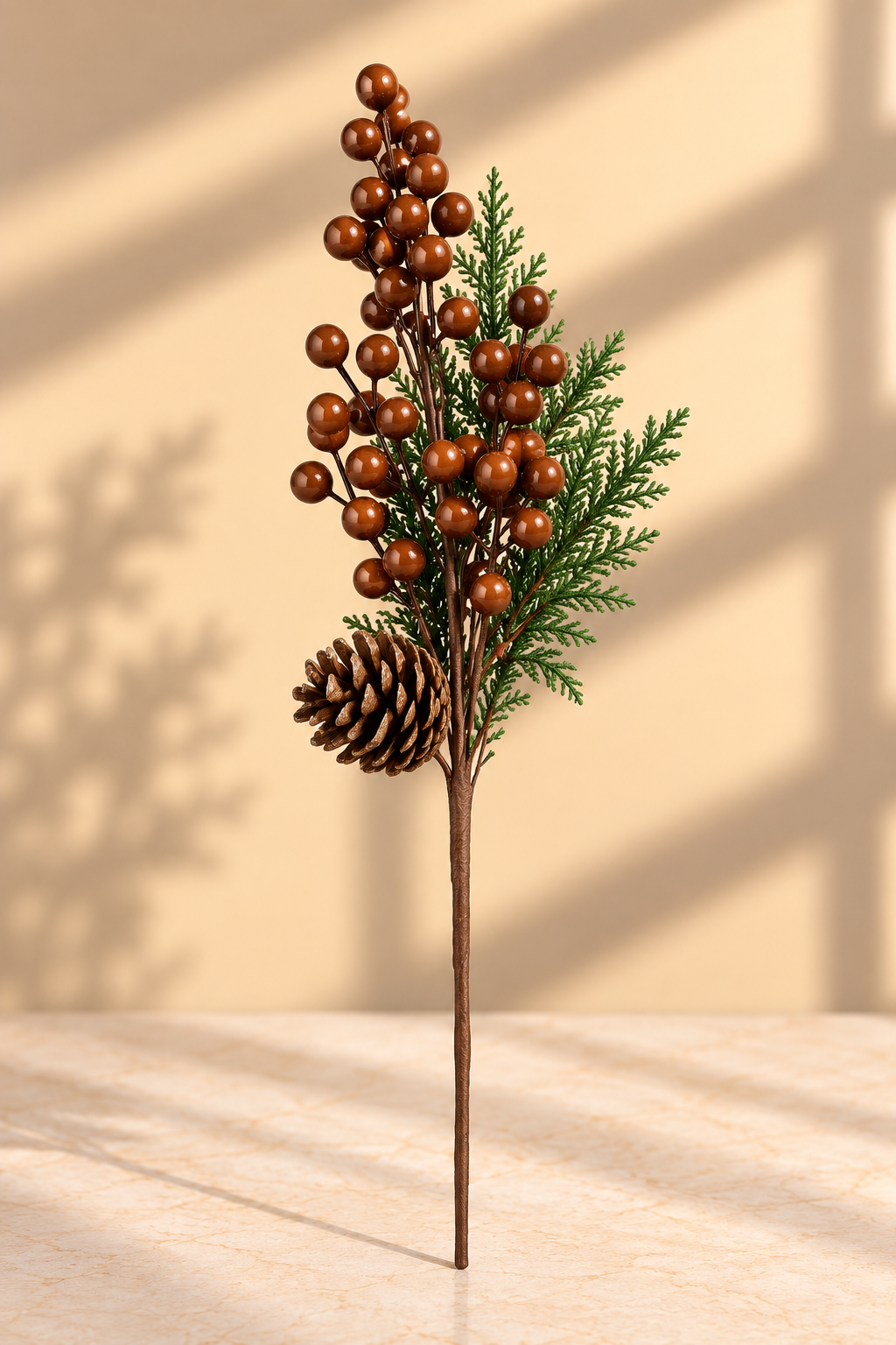 Brown Berry Pick with Pinecone