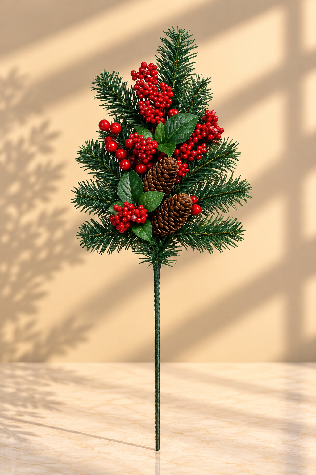 Clustered Greenery with Berry & Pinecone