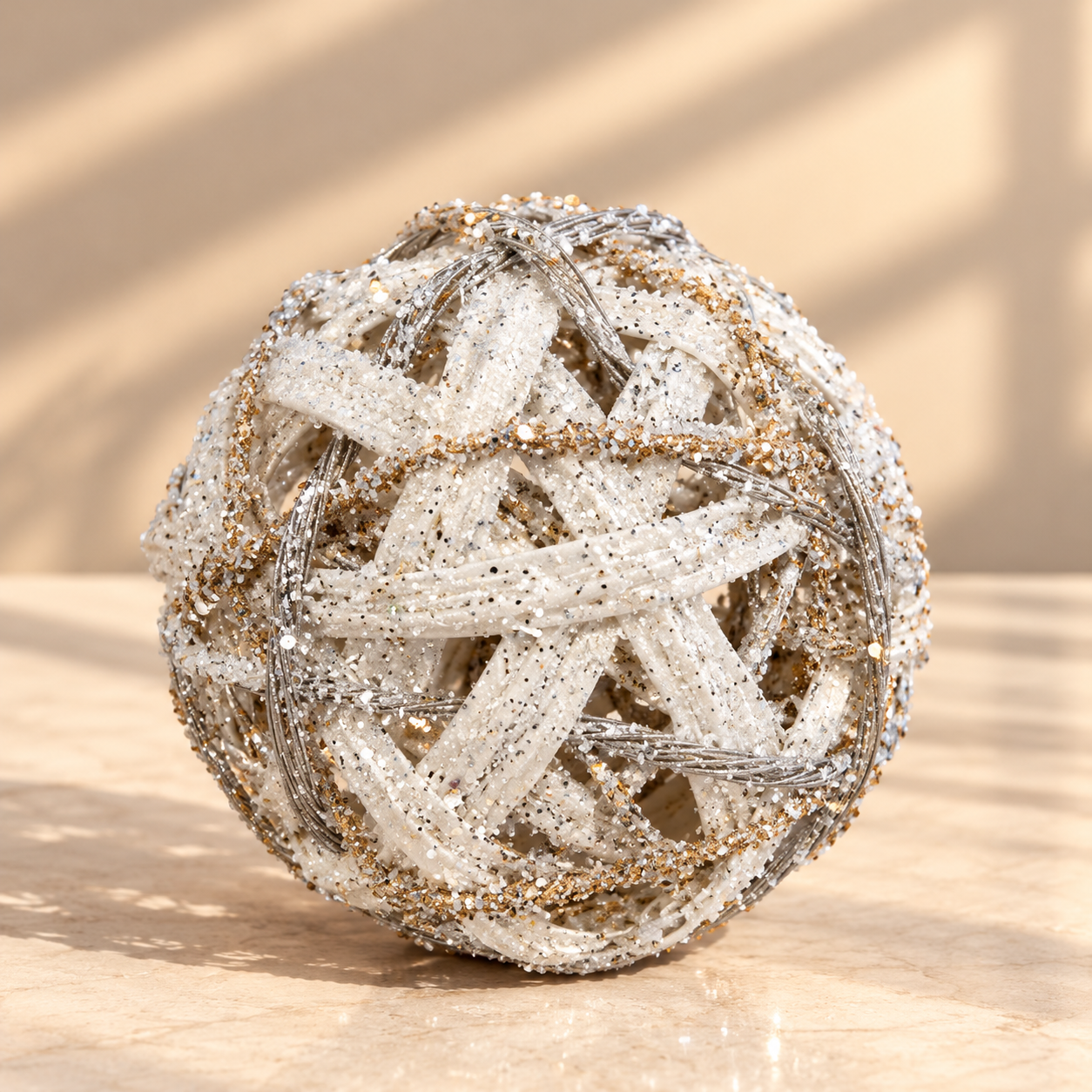 Champagne Gold & Silver Battery Operated Christmas Ball