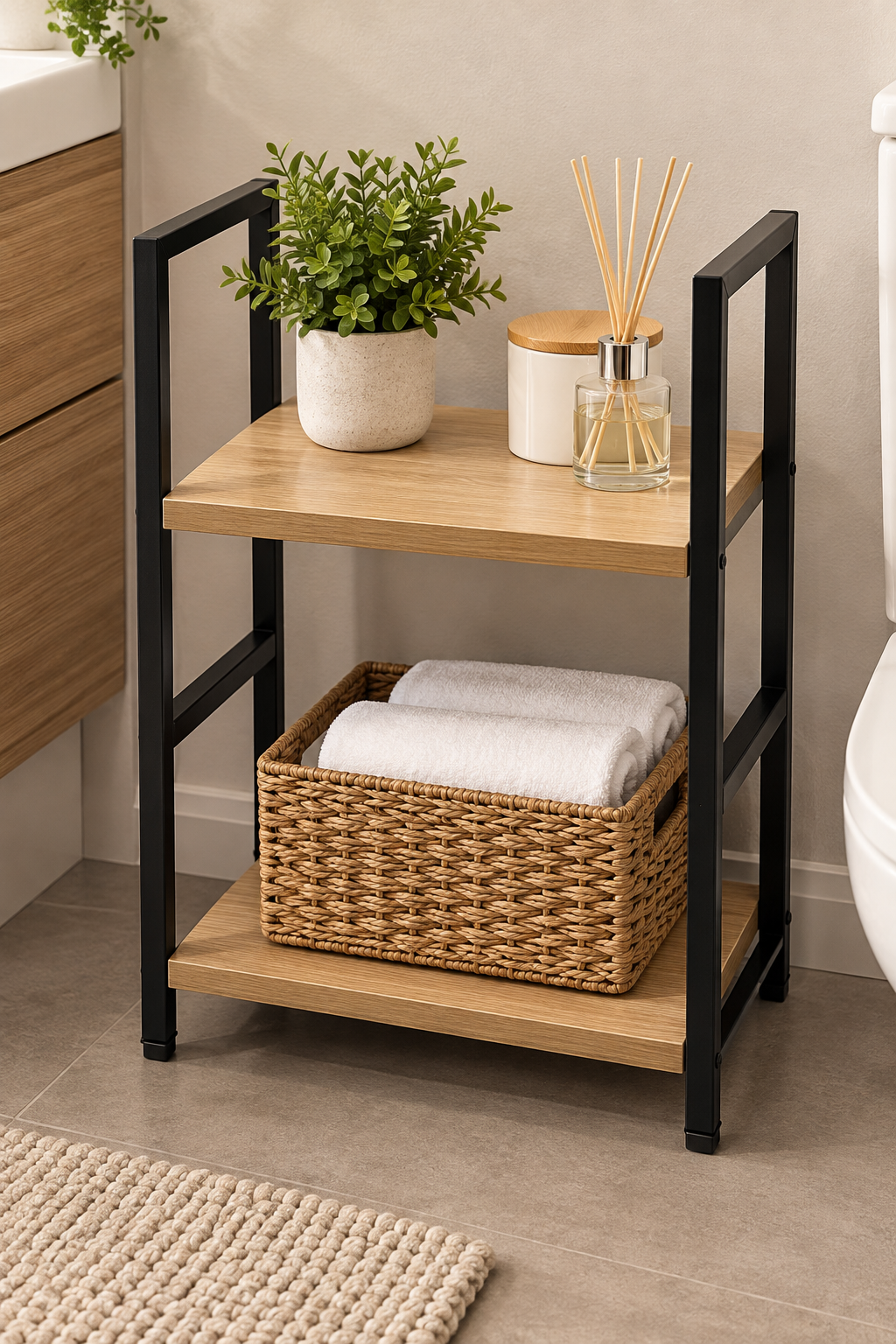 2 Tiered Wooden Shelf Unit