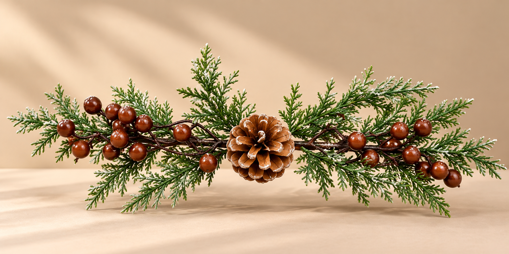 Brown Berry & Pinecone Garland Pick
