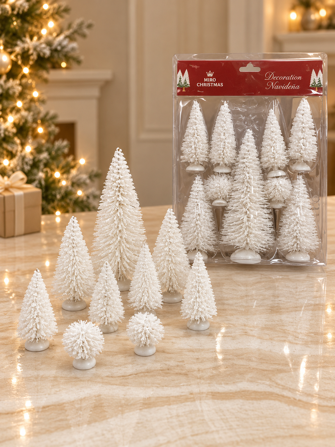 9pc Frosted White Tree Set