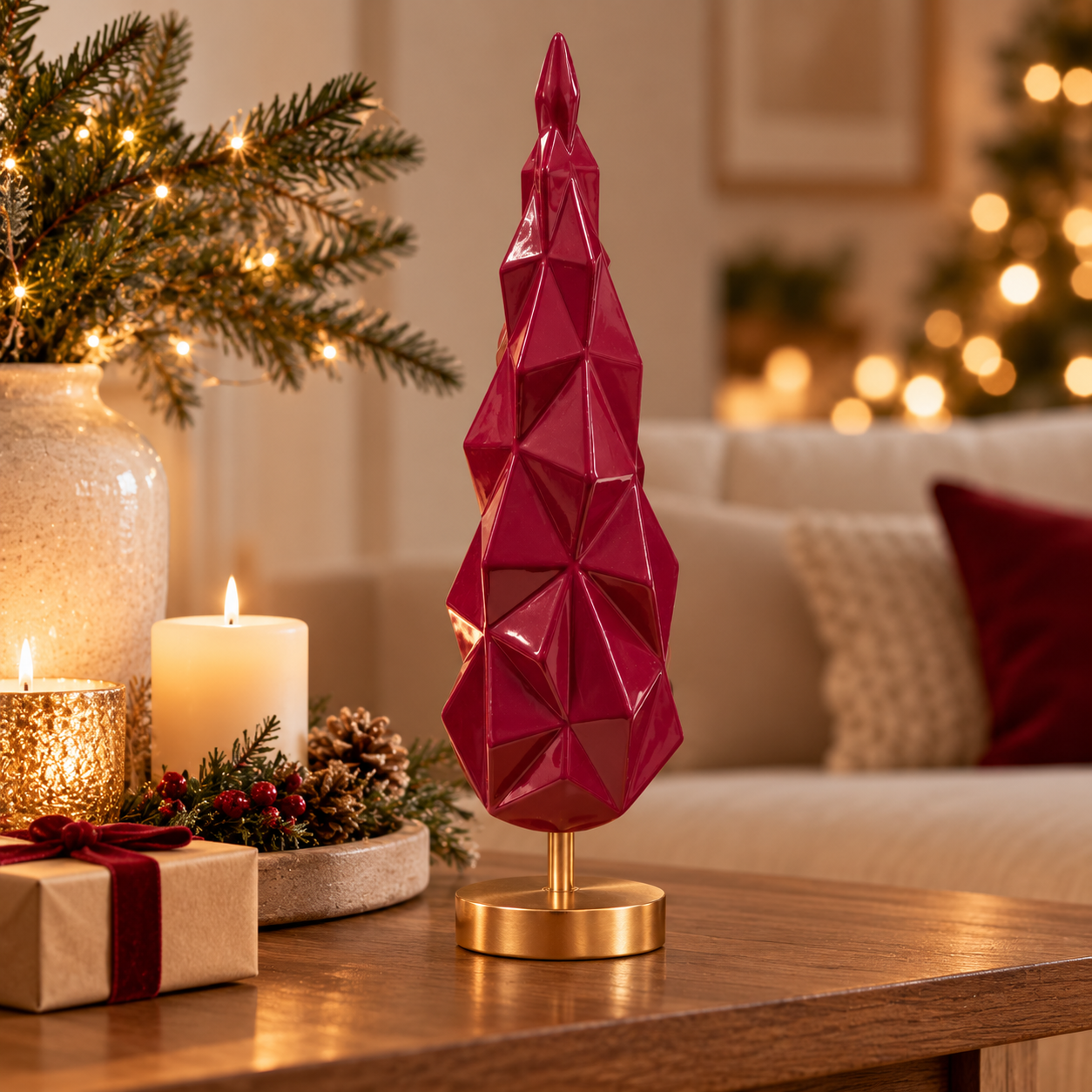 Dark Fuchsia Pink & Gold Christmas Tree