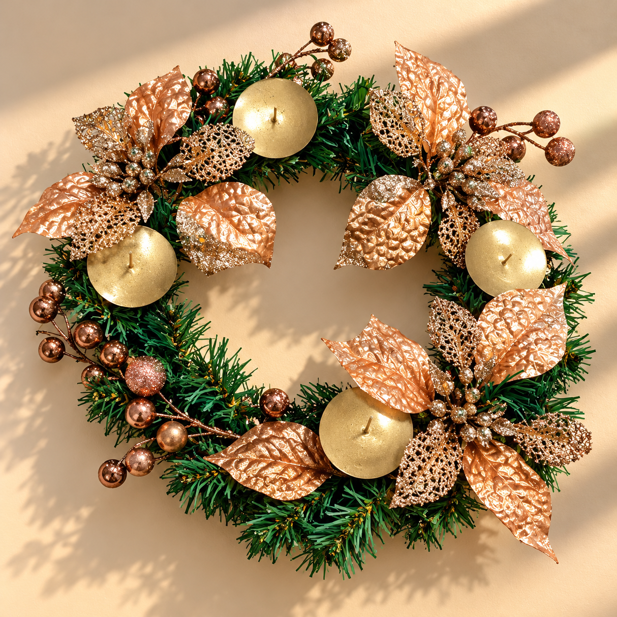 Rose Gold Candle Holder Wreath