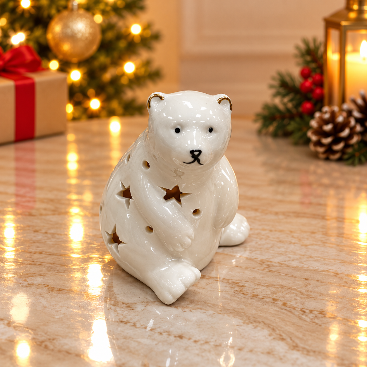 Lighted Ceramic Polar Bear