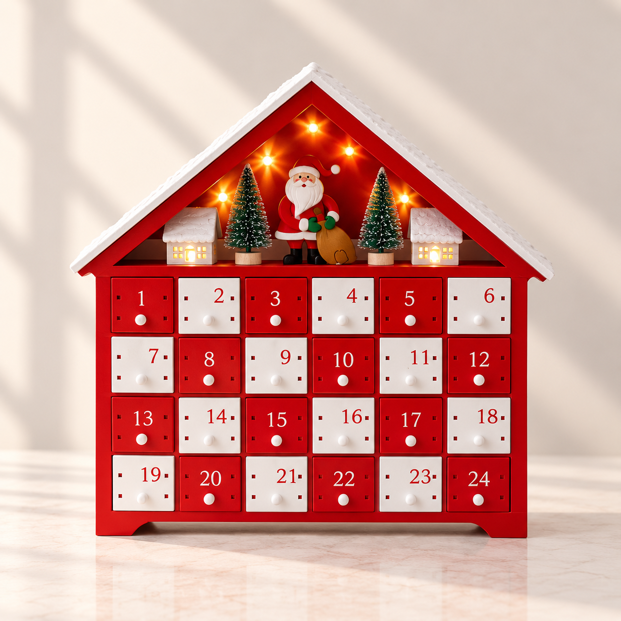 Wooden Lighted Advent Calender