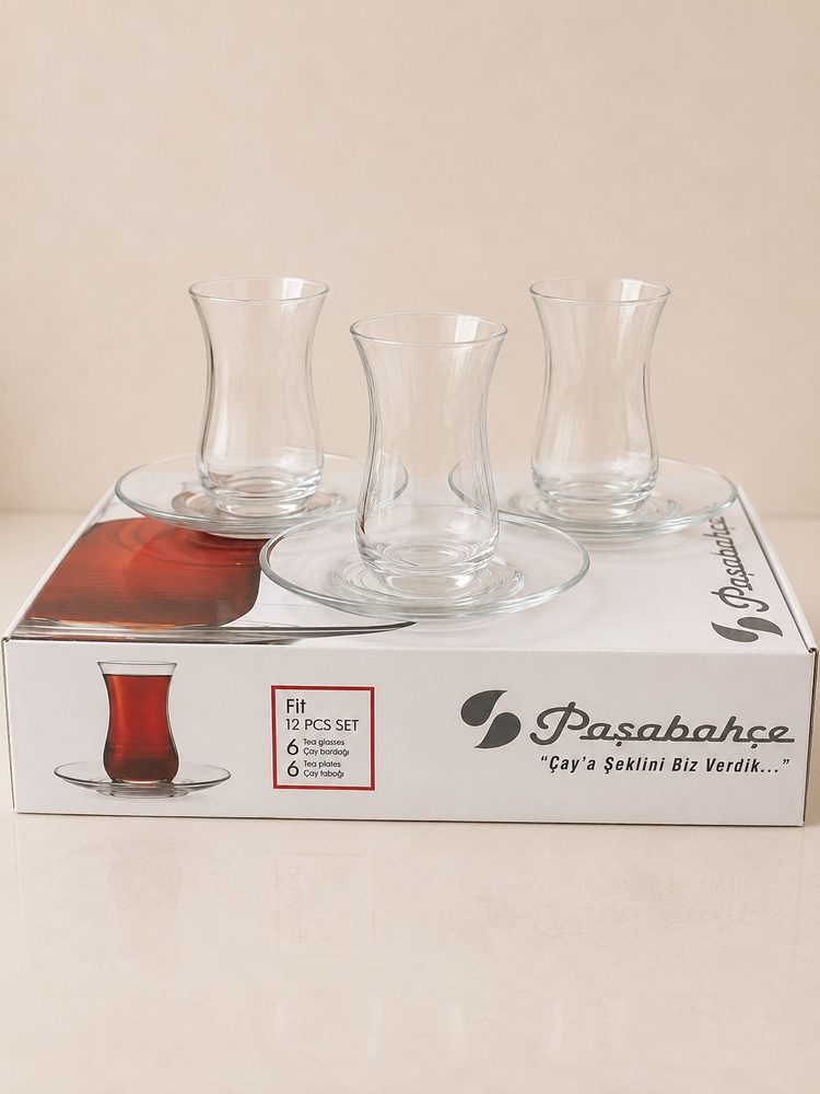 12pc Tea Glass Set (6 Glasses 6 Saucers)