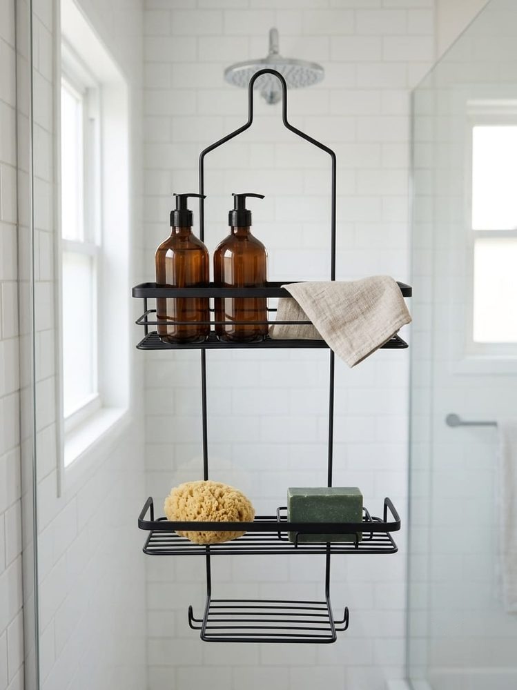 2-Tier Hanging Shower Caddy (Black)