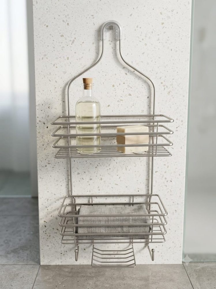 2-Tier Shower Caddy Organizer (sleek stainless steel)
