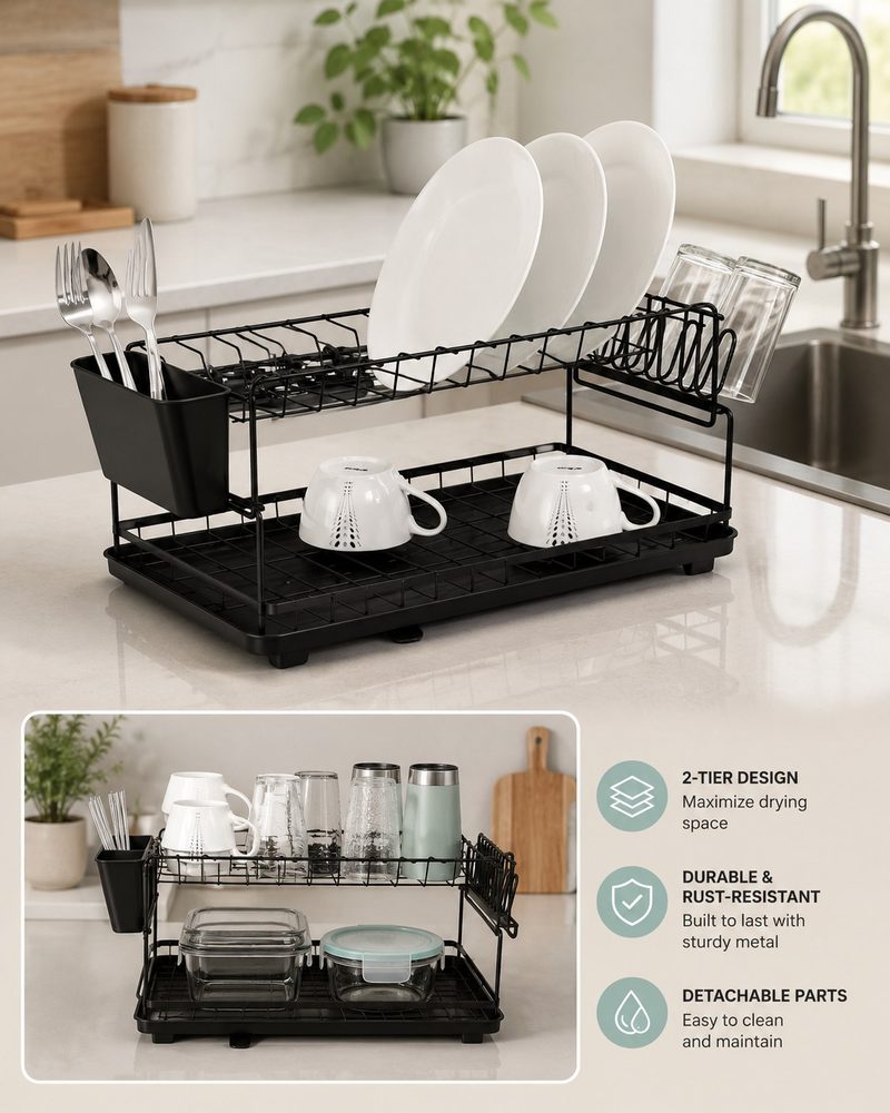2 Tiered Dish Rack (48*30*26cm)