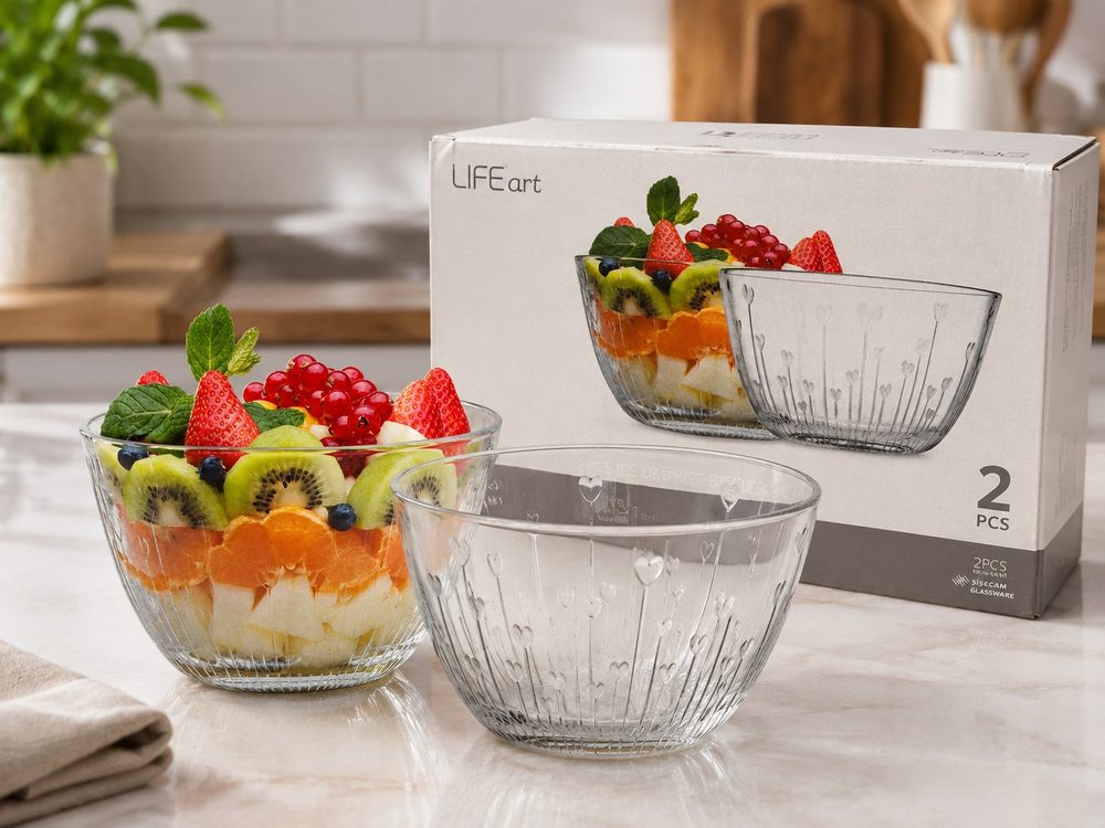 2pc Glass Dessert Bowl Set