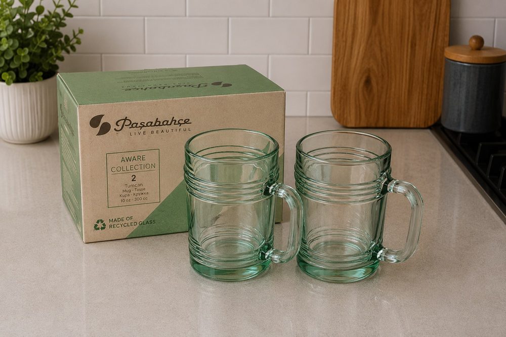 2pc Recycle Glass Set with Handle (Tincan)