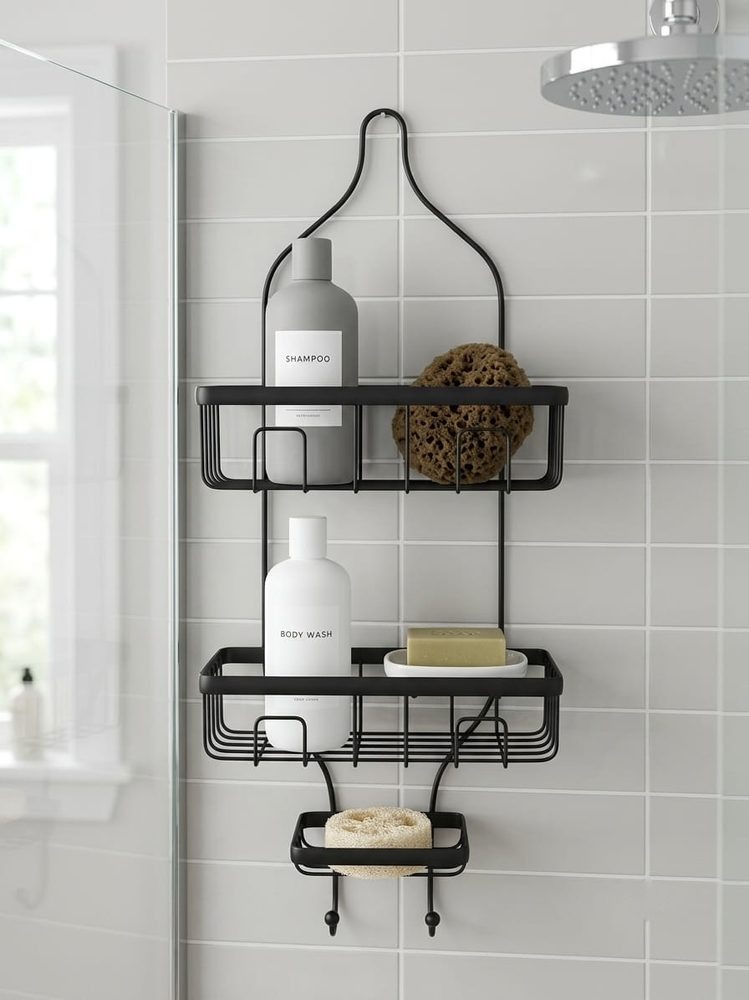 3-Tier Shower Caddy with Soap Dish and Hooks