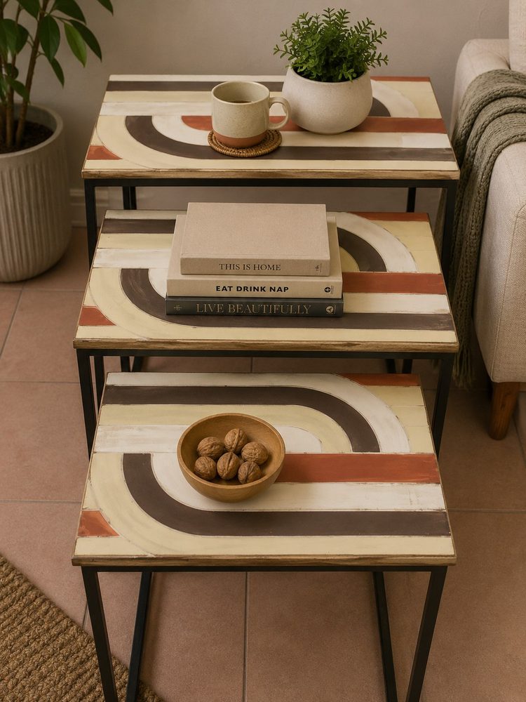 3pc Table Set (Mosaic Wooden Top)