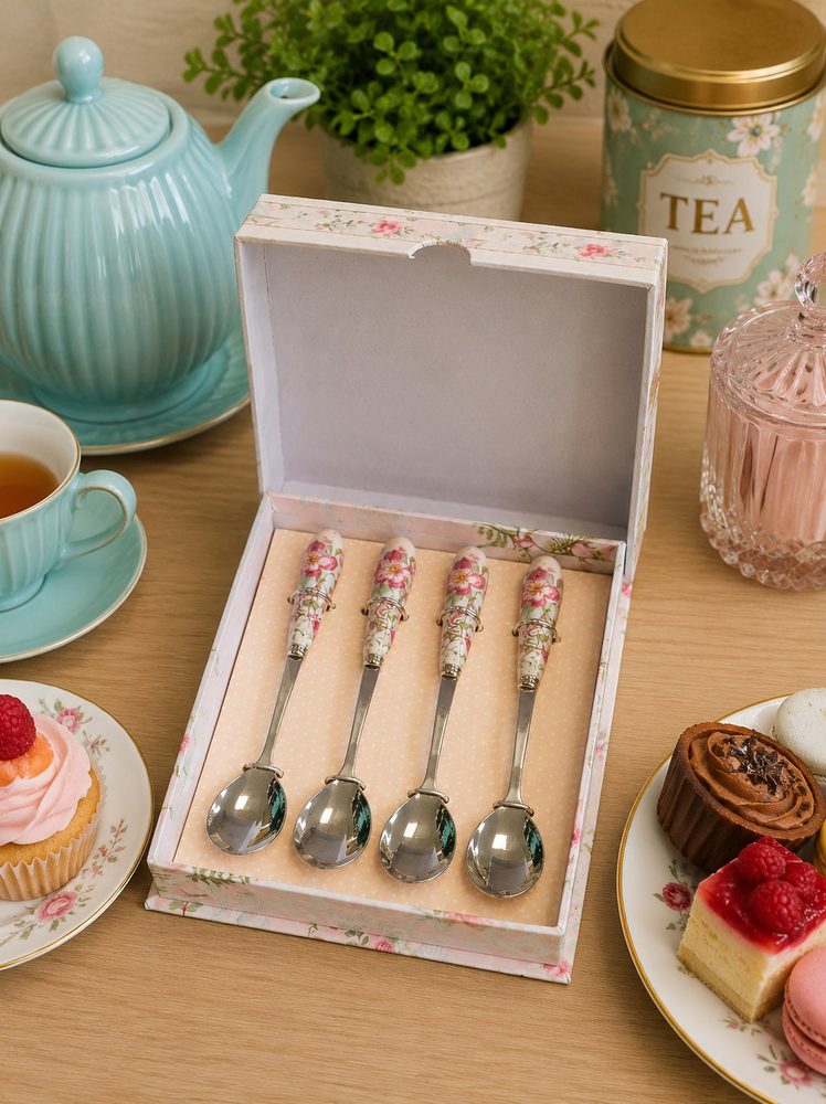 4pc Floral Teaspoon Set