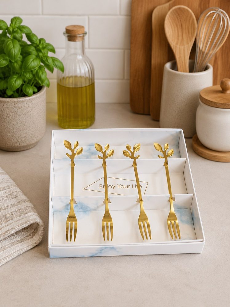 4pc Gold Tea Fork Set