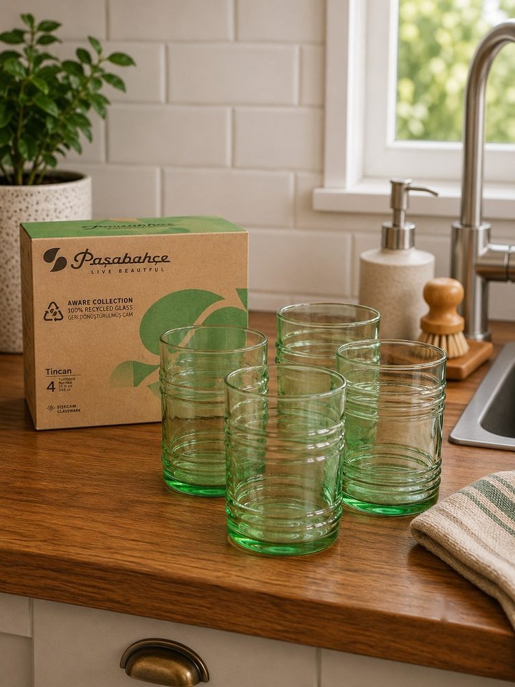 4pc Recycle Glass (Tall Tincan)
