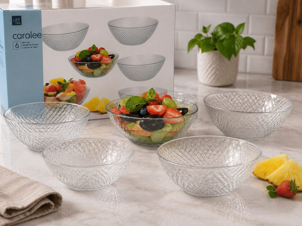 6pc Glass Dessert Bowl Set (Caralee)