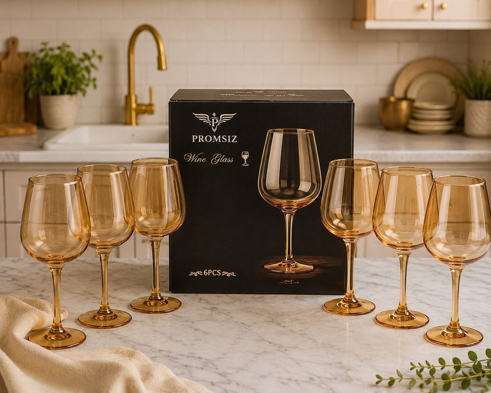 6pc Wine Glass Set (Amber Gold)