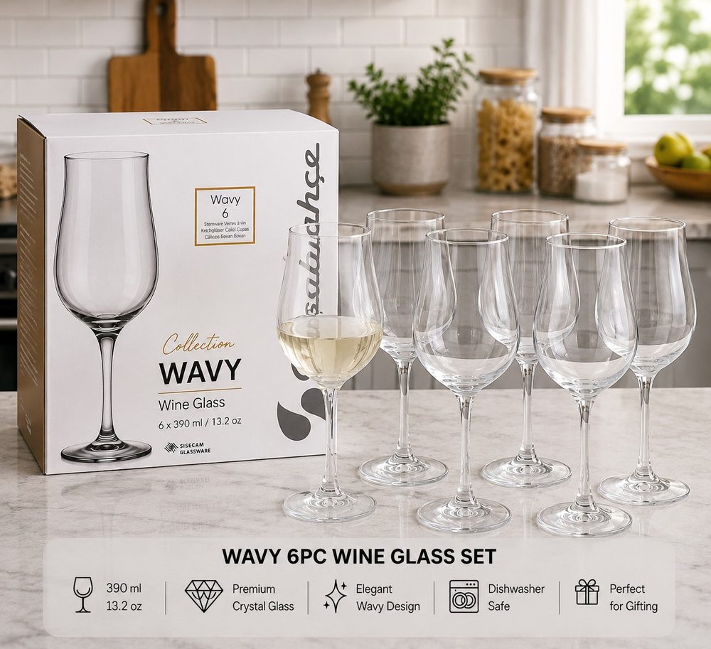 6pc Wine Glass Set (Wavy)