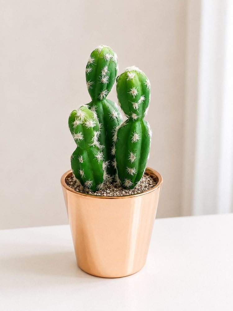 Artificial Cactus Plant in Rose Gold Pot (16cm)