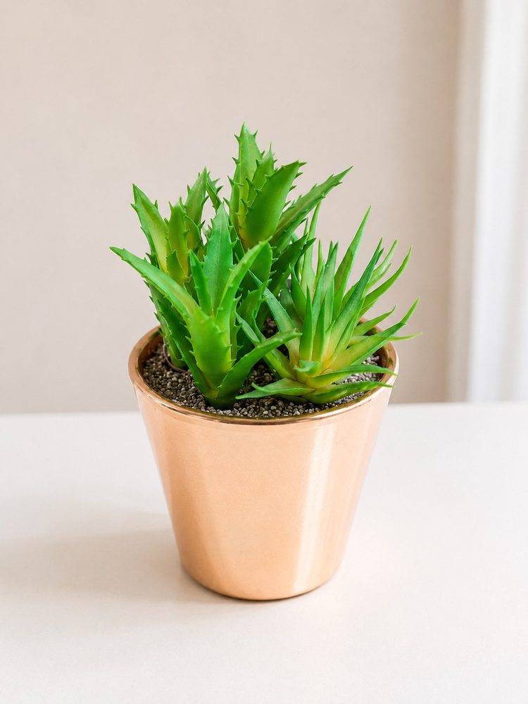 Artificial Cactus Plant in Rose Gold Pot (16cm)
