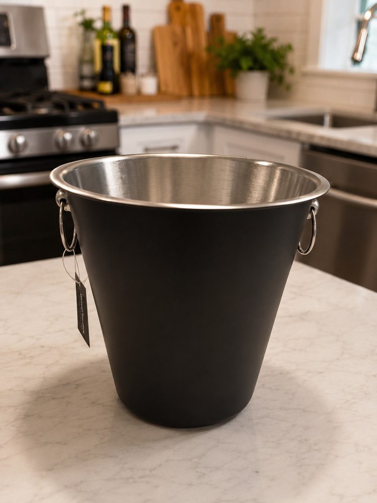 Black & Stainless Steel Drinks / Ice Bucket