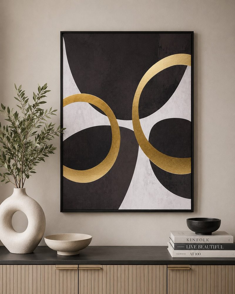 Black White & Gold Canvas Art (16″*20″)