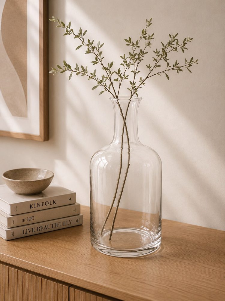 Clear Bottle Mouth Glass Vase