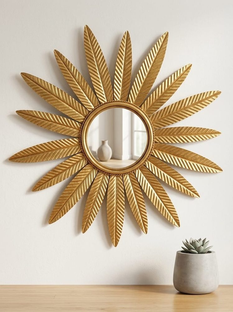 Decor Mirror (golden sunburst leaf)