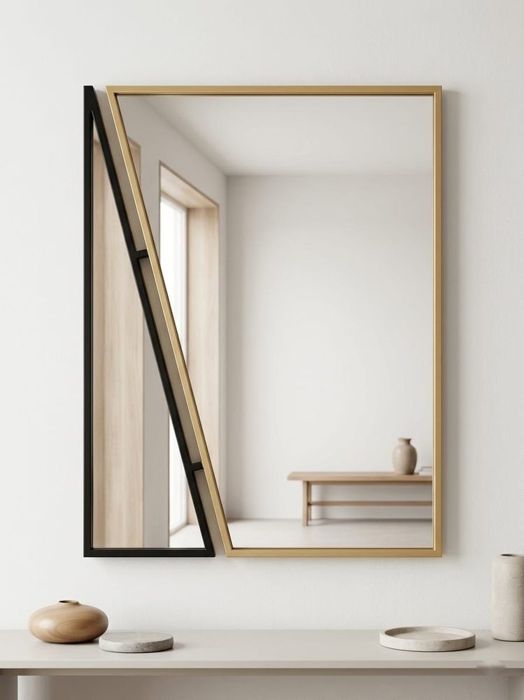 Decor Wall Mirror (gold and black asymmetrical geometric)