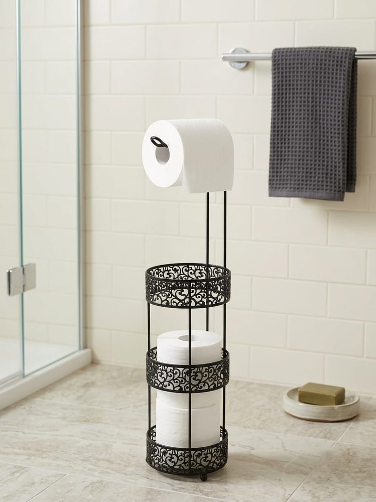 Decorative Freestanding Toilet Paper Holder with Stoage