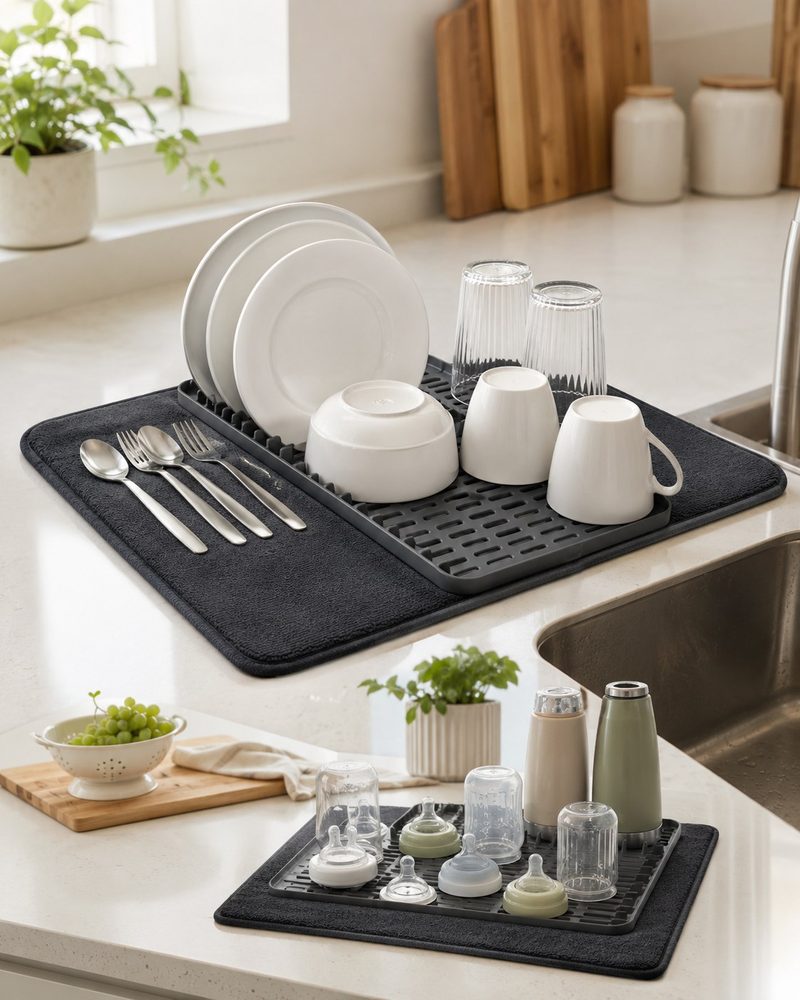 Dish Rack with Drying Mat