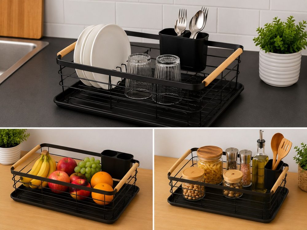 Dish Rack with Wooden Handle