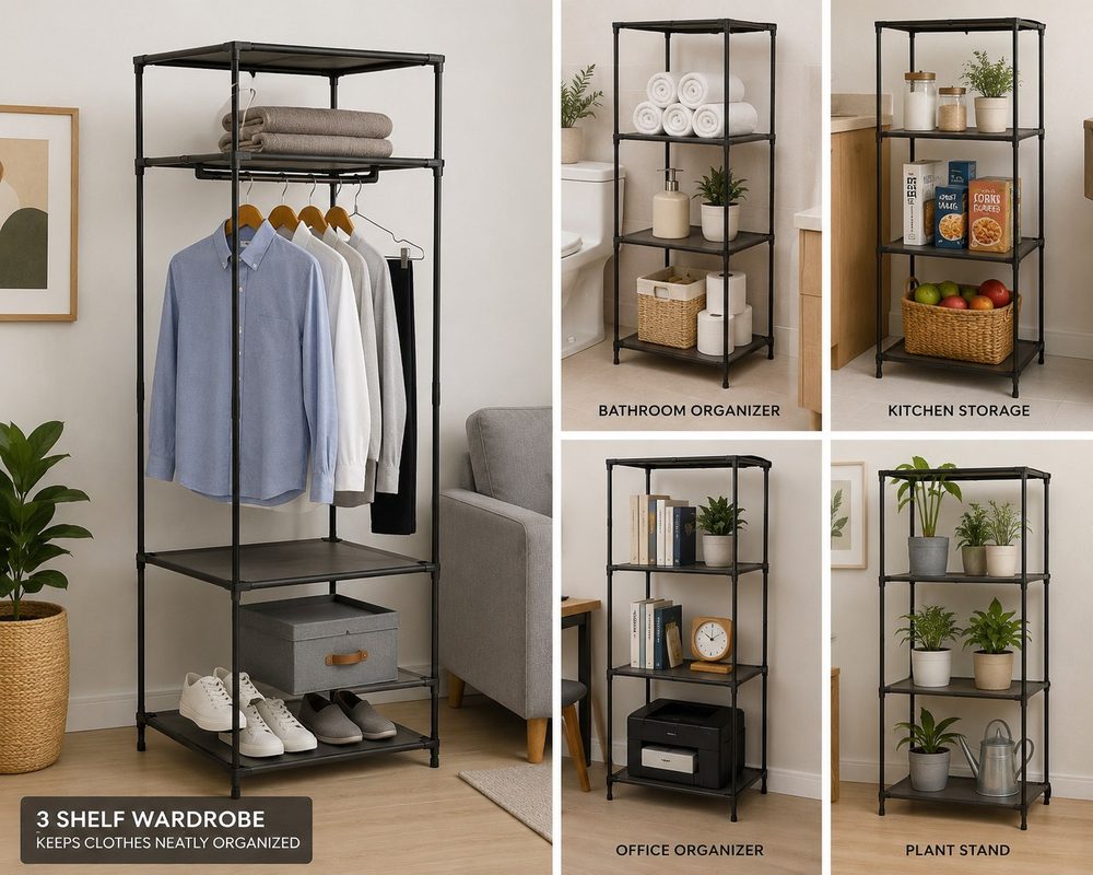 Elle Decor 3 Shelf Wardrobe