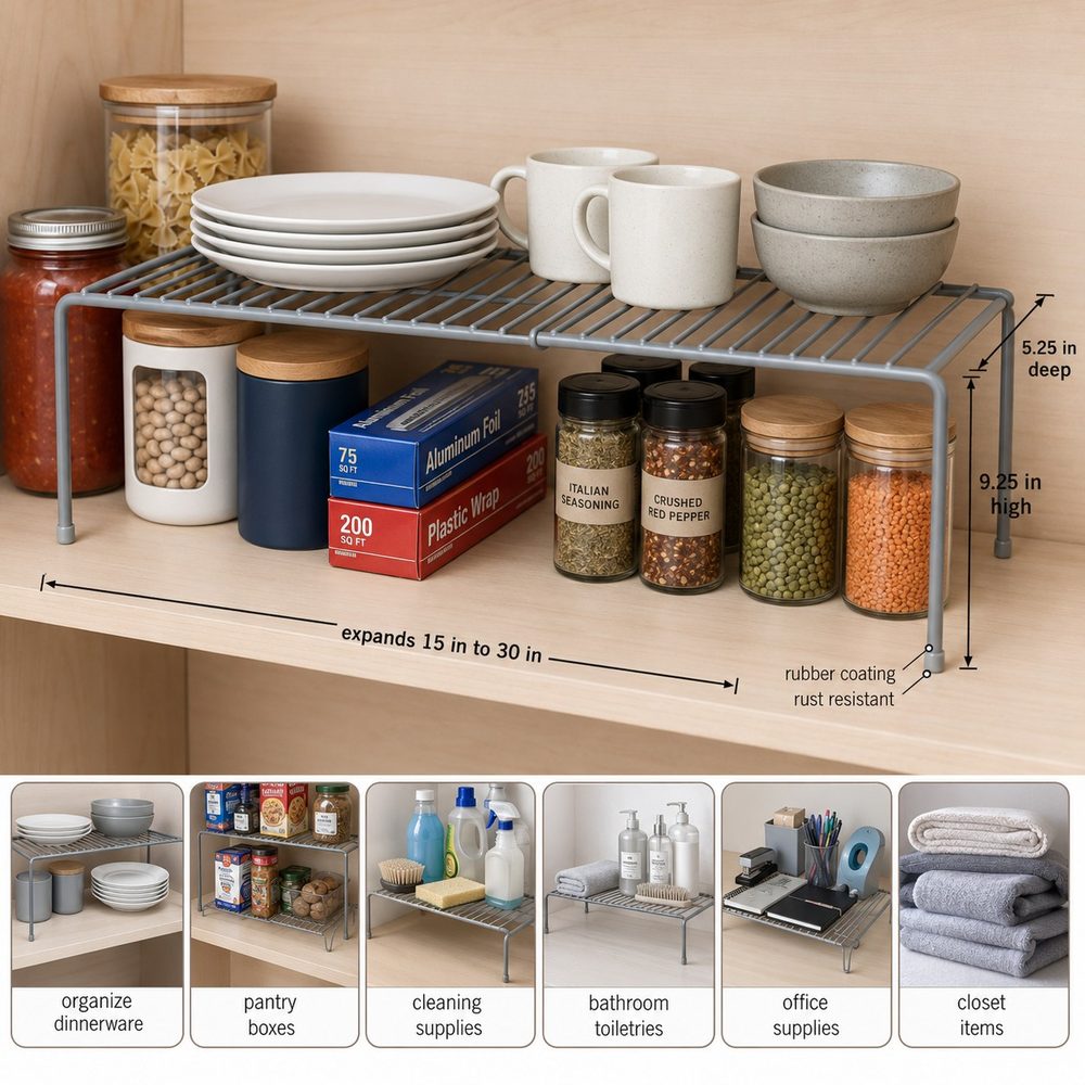Expandable Cabinet Shelf (Expands 15″ to 30″)