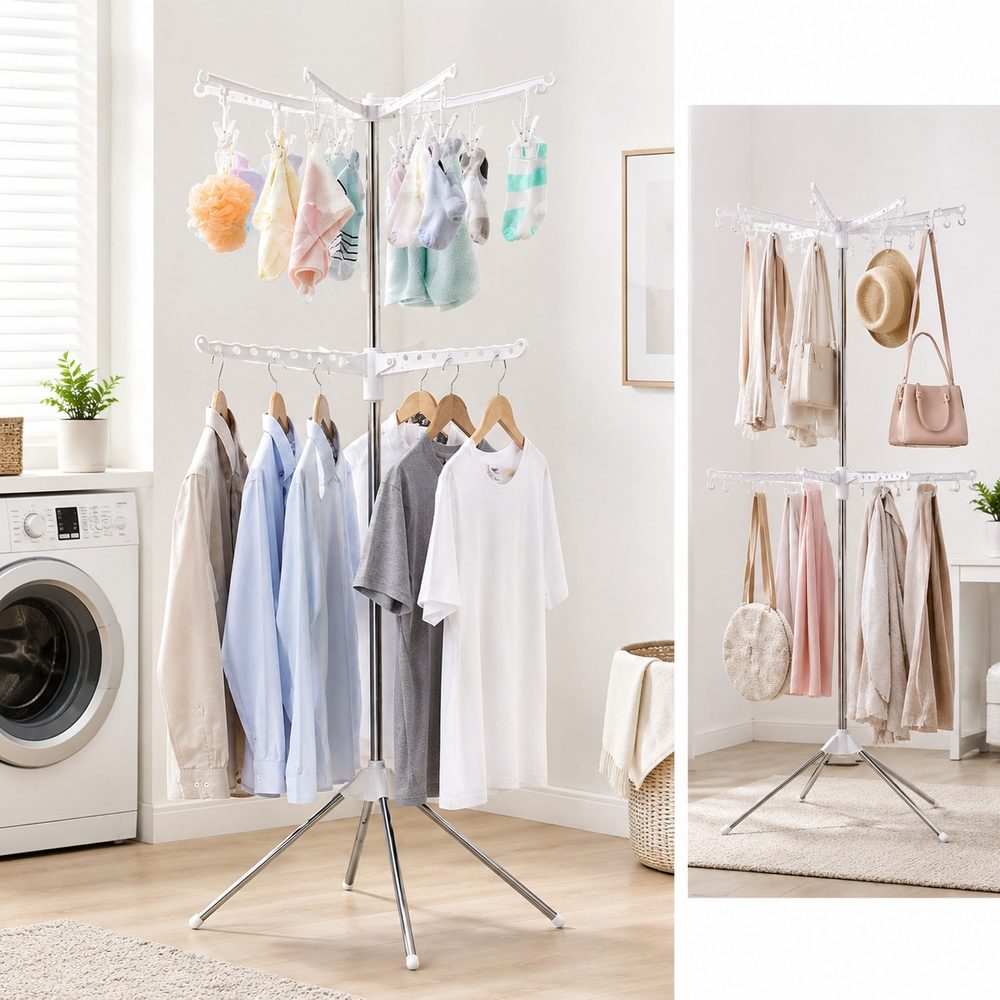 Foldable Clothes Drying Airer (75*75*160cm)
