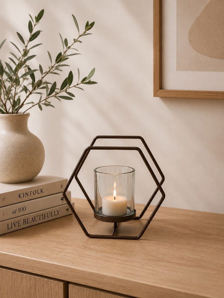 Geometric Glass Votive Candle Holder