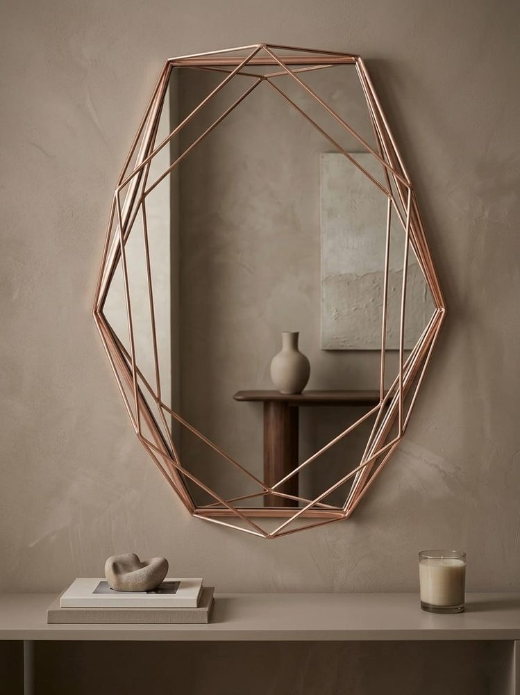 Geometric Rose Gold Wall Mirror