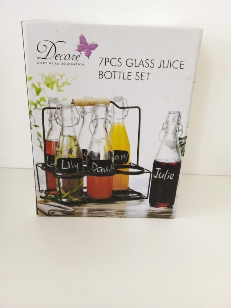 Glass Bottle Set (7pc with Rack)