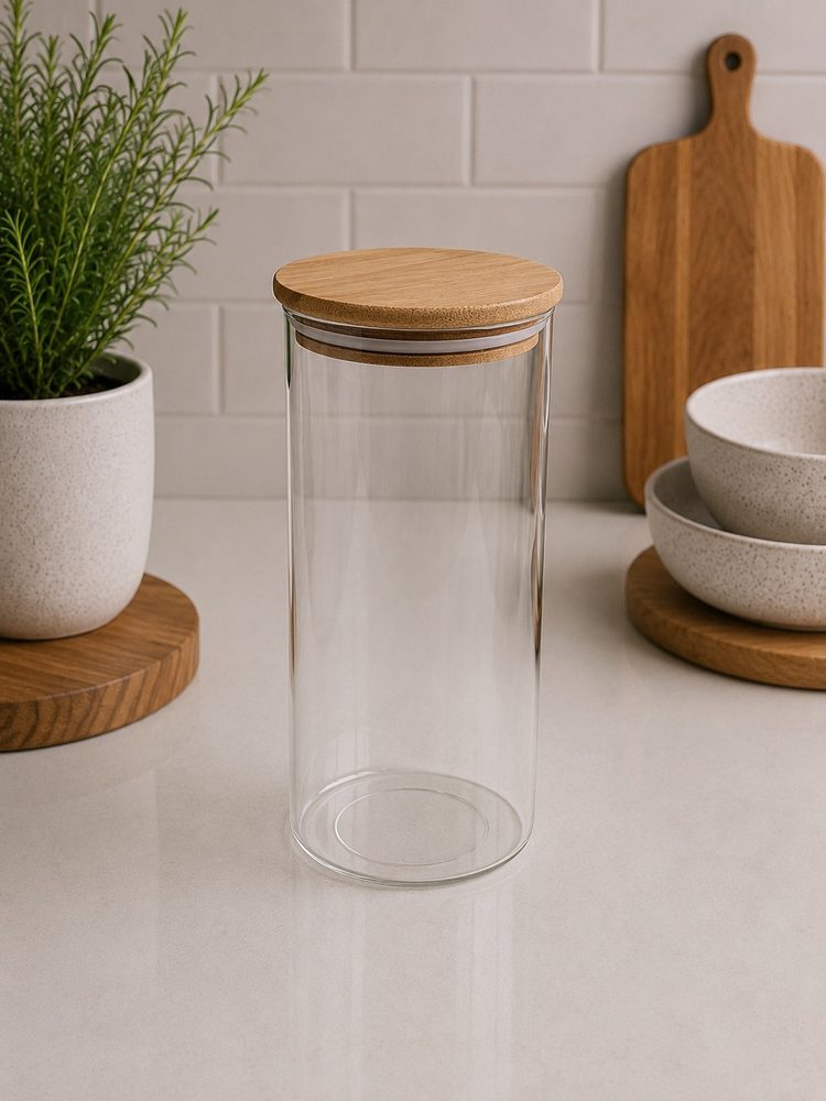 Glass jar with Bamboo Suction Cover (1300ml)