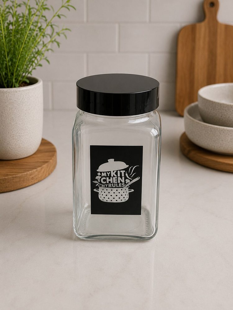 Glass Jar with Black Screw Cover (My Kitchen My Rules)