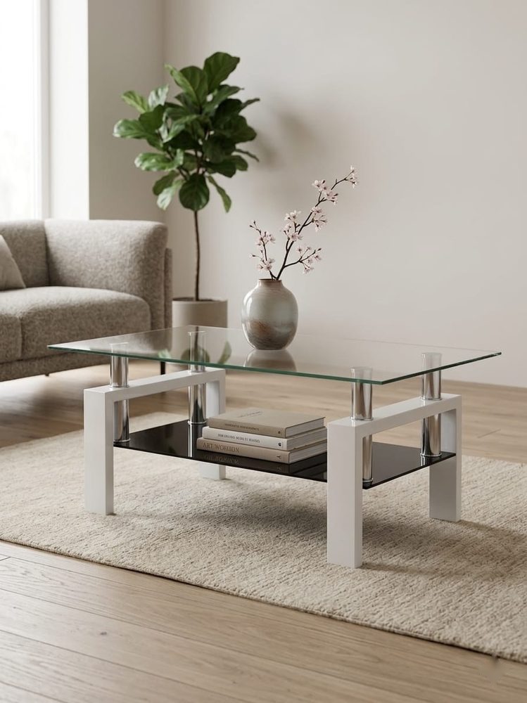 Glass Top & Metal Frame Coffee Table