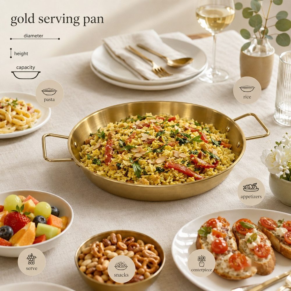 Gold Stainless Steel Serving Pan