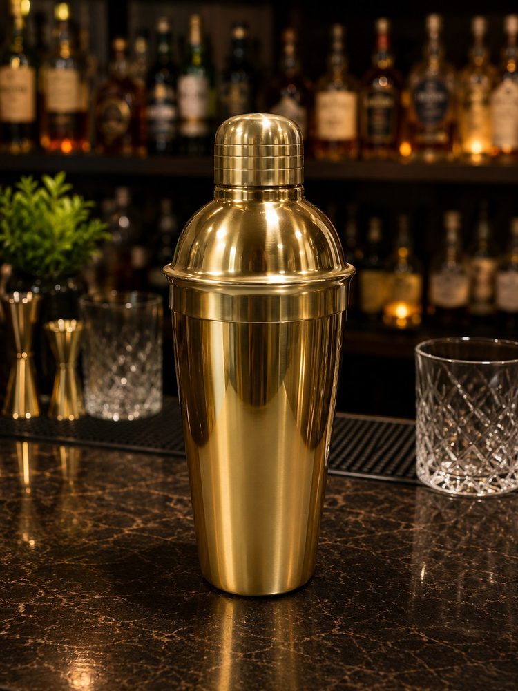 Gold-Tone Stainless Steel Drinks Cocktail Shaker