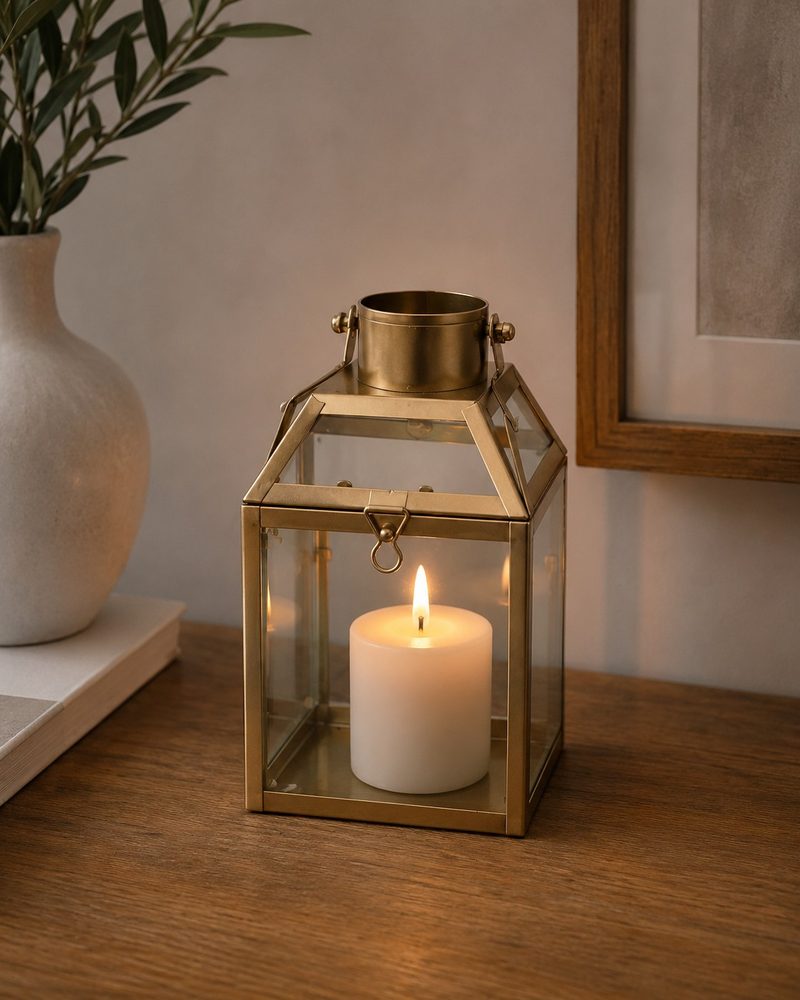 Metal Gold Lantern (12.5*11*22.4cm)