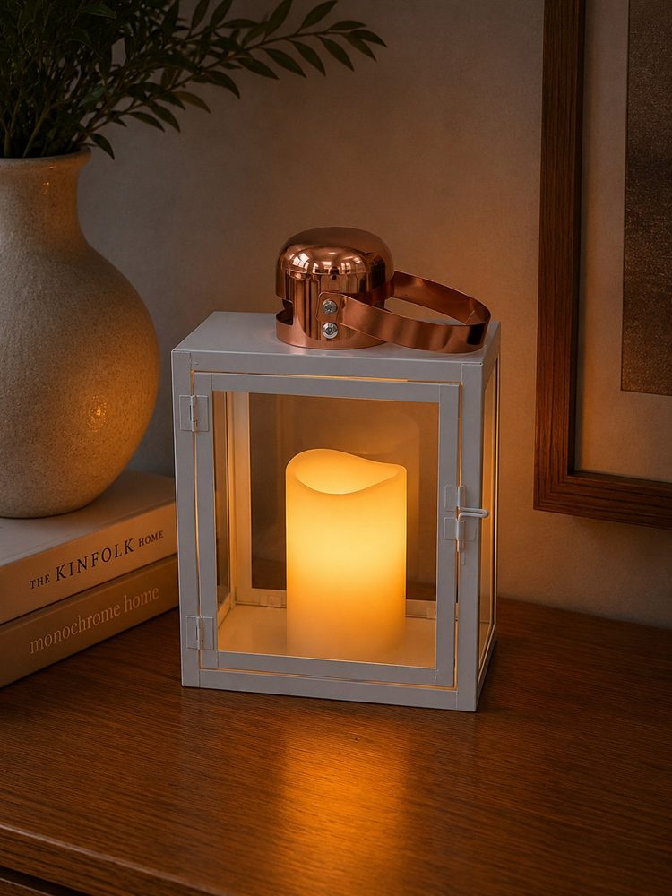 Metal White & Rose Gold Lantern (17.6*9.7*24.5cm)