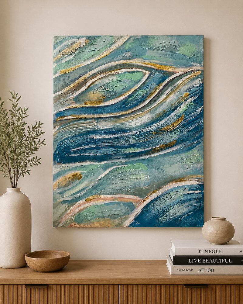 Metallic Blue-Toned Canvas Art (31.5″*23.5″)
